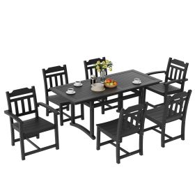 VEVOR 7 Pieces Patio Dining Set, Outdoor Rectangle Furniture Table and Chairs Set, All Weather Garden Furniture Table Sets, Black