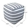 Lani Handcrafted Fabric Pouf, Natural with Black